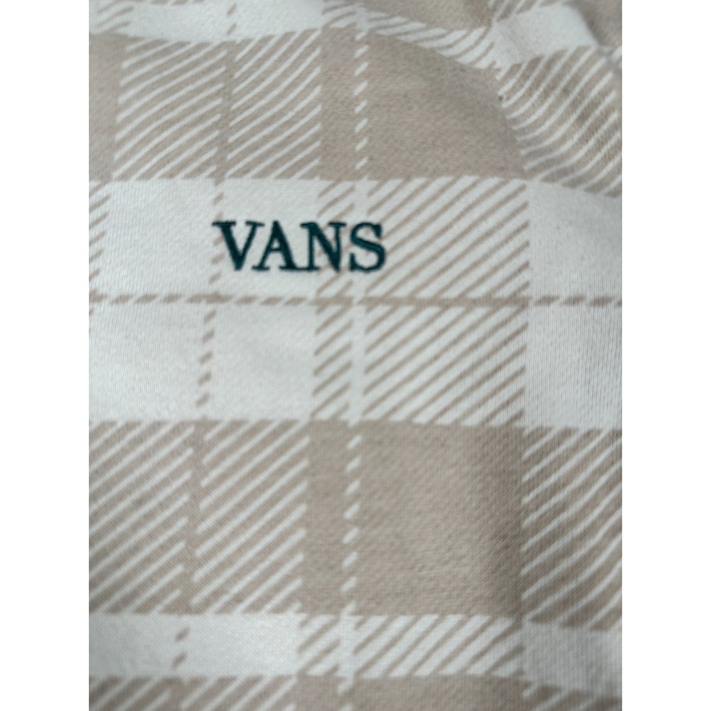 Vans Sweatshirt Mens Medium Beige Tan Check Off The Wall Crew Neck Pullover - Picture 2 of 5